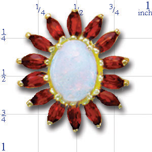 B2117 14K OPAL CENTER AND MARQUISE GARNETS SLIDE 